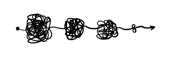 unordentlich Schlaufe Symbole zum Chaos und Vereinfachung Konzept. kritzeln Linie, Knoten Formen. Konzept von kompliziert zu einfach vektor