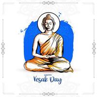 glücklich Buddha Purnima oder vesak Tag Karte mit Gautam Buddha Design vektor