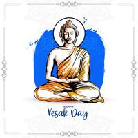 Lycklig buddha purnima eller Vesak dag kort med gautam buddha design vektor