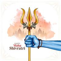 Lycklig maha shivratri indisk festival religiös kort med trishul design vektor