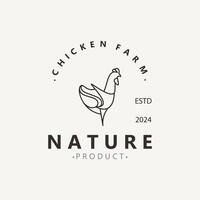 kyckling bruka logotyp design, djur- ikon för specerier, slaktare affär, jordbrukare marknadsföra livdjur mall vektor