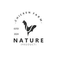 kyckling bruka logotyp design, djur- ikon för specerier, slaktare affär, jordbrukare marknadsföra livdjur mall vektor