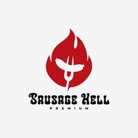 Würstchen Hölle Flamme Feuer Logo Symbol Illustration vektor