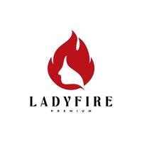 Dame Feuer Flamme Frau Logo Symbol Illustration vektor