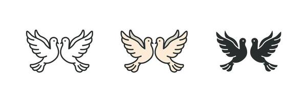 Paar von Taube Symbol Symbol Illustration isoliert auf Weiß Hintergrund vektor