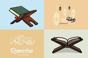 samling av ramadan kareem islamic bakgrund med quran kareem design. vektor