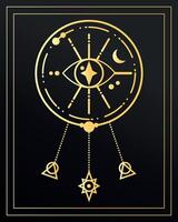 gyllene drömfångare med en magisk öga. himmelsk emblem. mysterium, astrologi, esoterisk. illustration vektor