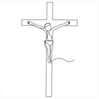 kontinuierlich Jesus Christus skizzieren gut Freitag Single Linie Illustration. vektor