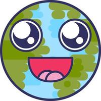 Planet glücklicher Ausdruck lustiger komischer Emoji-Vektor vektor