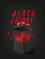 Black Friday Angebotsbanner mit geöffneter Geschenkbox vektor