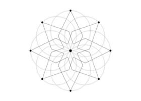 helig geometri, åttauddig stjärna. logotyp ikon geometriska mystiska mandala av alkemi esoteriska livets frö. vektor svart tatuering gudomlig meditativ amulett isolerad på vit bakgrund