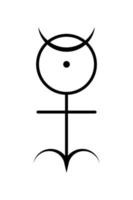 hieroglyfisk monad esoterisk symbol, helig geometri, monas hieroglyf. mystiska logotyp ikon vektor isoalted på vit bakgrund