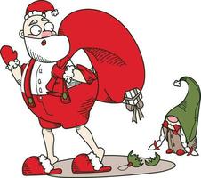 Weihnachtsmann und eine Tüte Löcher vektor
