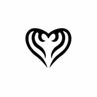 kärlek hjärta stam- symbol logotyp. stam- tatuering design. stencil dekal illustration vektor