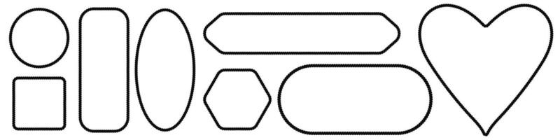 geflochten Seil rahmen. Sammlung von Grenzen im Quadrate, Kreise und Ovale. von dünn und dick Elemente isoliert auf Weiß Hintergrund. vektor