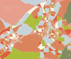 Guilin, Kina stad centrum, exakt karta, urban detalj gator vägar Färg Karta vektor