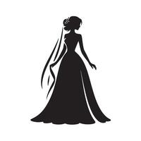 Silhouette von ein Braut, Hochzeit, Braut- Illustration vektor