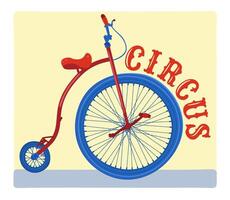 retro enhjuling med text cirkus. ljus cirkus begrepp vektor