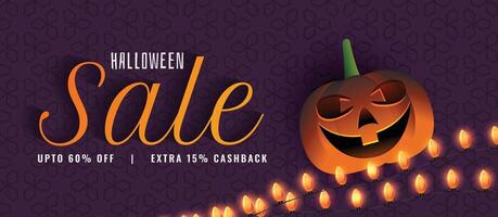 kreativ Halloween Verkauf Banner mit Kürbis und Licht Dekoration vektor