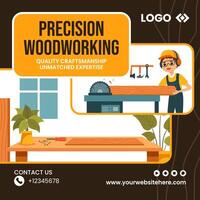 träbearbetning social media illustration platt tecknad serie hand dragen mallar bakgrund vektor