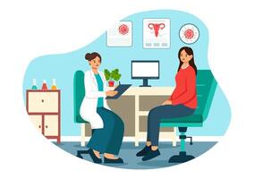 Reproduktion Klinik Illustration mit unterstützt reproduktiv Technologie, Prüfung Tube Düngung oder Ei Zelle im ein Karikatur Hintergrund vektor