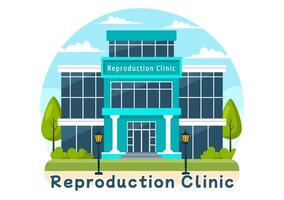 fortplantning klinik illustration terar assisterad reproduktiv teknologi, testa rör befruktning eller ägg cell i en tecknad serie bakgrund vektor