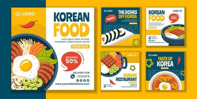 koreanska mat social media posta platt tecknad serie hand dragen mallar bakgrund illustration vektor