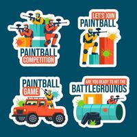 paintball spel märka platt tecknad serie hand dragen mallar bakgrund illustration vektor