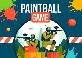 Paintball Spiel Sozial Medien Hintergrund eben Karikatur Hand gezeichnet Vorlagen Illustration vektor