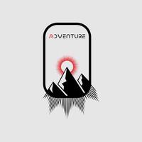 Berg Abenteuer Abzeichen Logo Grafik Illustration auf Hintergrund vektor