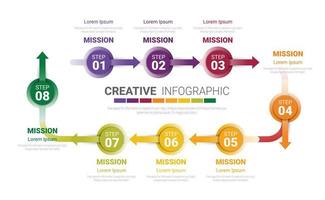 Kreis Infografik dünnes Liniendesign und 8 Optionen vektor