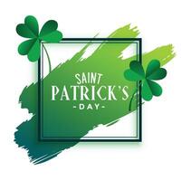 st Patricks Tag Rahmen mit Blätter und Bürste Schlaganfall vektor