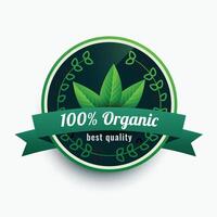100 organisk mat märka klistermärke med löv vektor