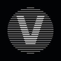 v Alphabet Brief Logo runden Kreis Linie abstrakt optisch Illusion Streifen Halbton Symbol Symbol vektor