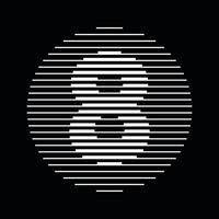 åtta siffra runda linje abstrakt optisk illusion rand halvton symbol ikon vektor