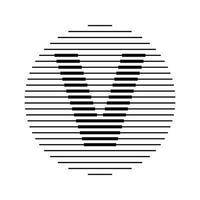 v alfabet brev logotyp runda cirkel linje abstrakt optisk illusion rand halvton symbol ikon vektor