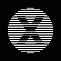 x Alphabet Brief Logo runden Kreis Linie abstrakt optisch Illusion Streifen Halbton Symbol Symbol vektor