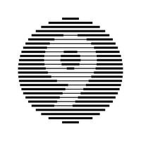 nio siffra runda linje abstrakt optisk illusion rand halvton symbol ikon vektor