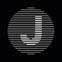j Alphabet Brief Logo runden Kreis Linie abstrakt optisch Illusion Streifen Halbton Symbol Symbol vektor