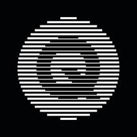 q alfabet brev logotyp runda cirkel linje abstrakt optisk illusion rand halvton symbol ikon vektor