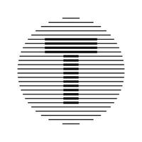 t alfabet brev logotyp runda cirkel linje abstrakt optisk illusion rand halvton symbol ikon vektor