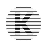 k alfabet brev logotyp runda cirkel linje abstrakt optisk illusion rand halvton symbol ikon vektor