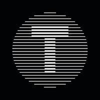 t Alphabet Brief Logo runden Kreis Linie abstrakt optisch Illusion Streifen Halbton Symbol Symbol vektor