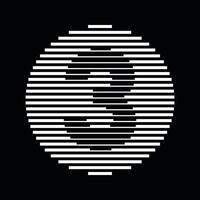 drei Nummer runden Linie abstrakt optisch Illusion Streifen Halbton Symbol Symbol vektor