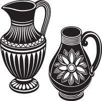 Krug und Tasse Illustration schwarz und Weiß vektor