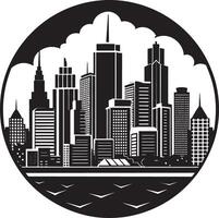 Stadt Horizont Logo Illustration schwarz und Weiß vektor
