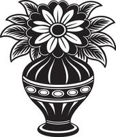 dekorativ Fenster mit Blumen schwarz und Weiß Illustration vektor