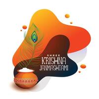 glücklich krishna Janmashtami Festival Hintergrund mit dahi im handi vektor