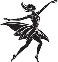 balett dansare silhuett illustration svart och vit vektor