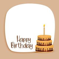 glücklich Geburtstag Karte Design mit Text Raum und Kuchen vektor